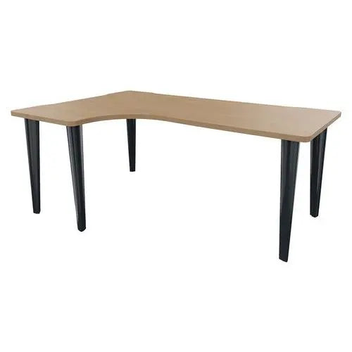 Bureau compact asymétrique retour à gauche 180 x 120 cm, plateau chêne, pieds anthracite RAL 7016