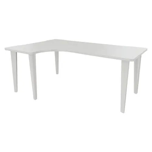 Bureau administratif 180 x 120 cm retour latéral gauche, plateau blanc, piètement métal blanc RAL 9010