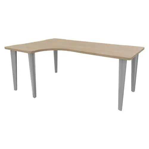 Bureau compact retour à gauche 180 x 120 cm, finition chêne et pieds peints aluminium RAL 9006