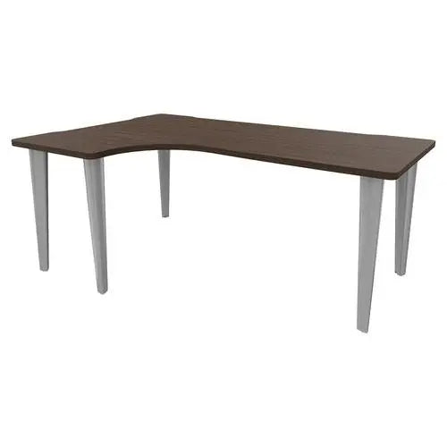Bureau compact retour à gauche 180 x 120 cm, finition noyer et pieds peints aluminium RAL 9006