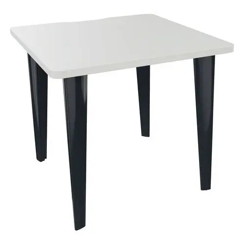 Bureau opératif 80 x 80 cm, décor blanc, piètement anthracite RAL 7016 et goulotte sous plateau