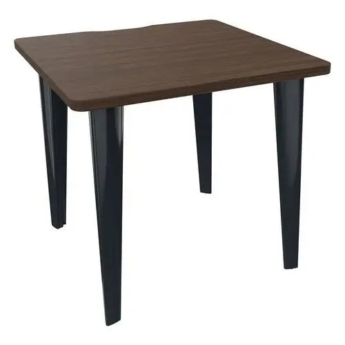 Bureau d'entreprise 80 x 80 cm en mélaminé noyer, piètement peint anthracite RAL 7016