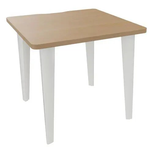 Bureau professionnel 80 x 80 cm, plateau mélaminé chêne de 30 mm et piètement acier blanc RAL 9010