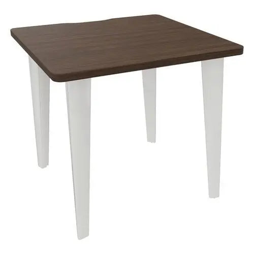 Bureau droit 80 x 80 cm plateau noyer sur 4 pieds blanc RAL 9010