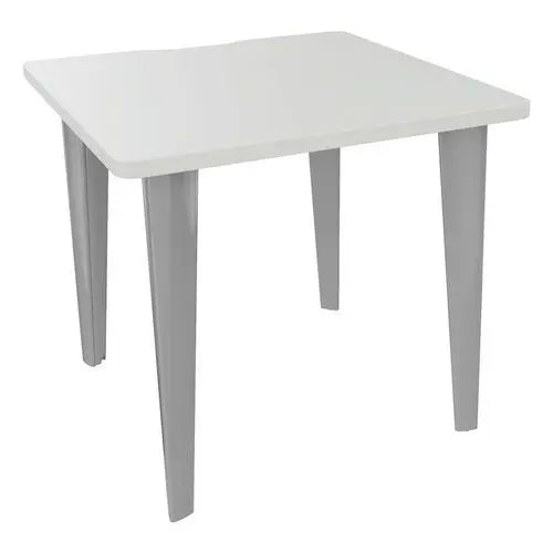 Bureau individuel droit 80 x 80 cm plateau blanc angles arrondis, pieds aluminium RAL 9006