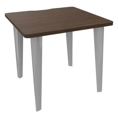Bureau professionnel 80 x 80 cm, plateau mélaminé noyer de 30 mm et piètement acier aluminium RAL 9006