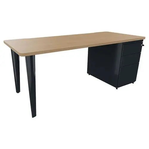 Bureau de direction 180 x 80 cm avec rangement intégré, mélaminé chêne, structure anthracite RAL 7016