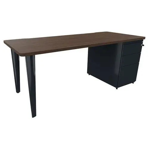 Bureau de direction 180 x 80 cm avec rangement intégré, mélaminé noyer, structure anthracite RAL 7016