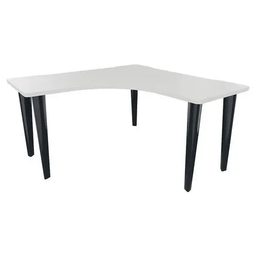 Bureau d'angle pour mairie 140 x 140 cm, finition blanc, piètement métal anthracite RAL 7016