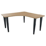 Bureau d'angle compact symétrique 140 x 140 cm, plateau chêne, 5 pieds anthracite RAL 7016