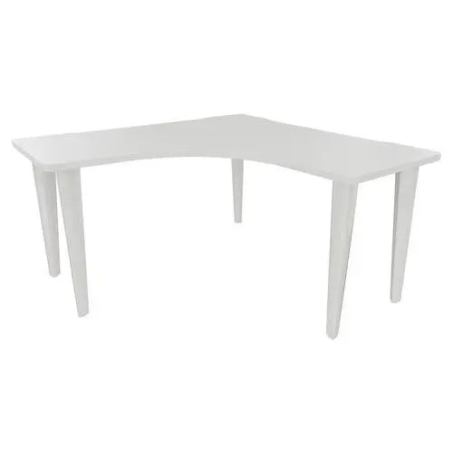 Bureau en L 140 x 140 cm plateau d'un seul tenant blanc, structure blanc RAL 9010