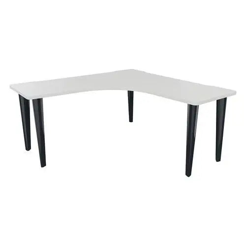 Bureau compact 90° 160 x 160 cm décor blanc sur piètement acier anthracite RAL 7016