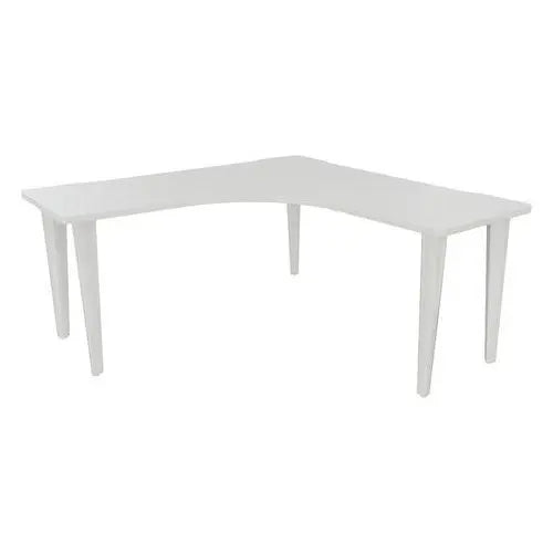 Bureau d'angle compact symétrique 160 x 160 cm, plateau blanc, 5 pieds blanc RAL 9010