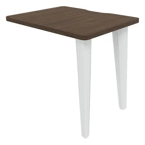 Retour latéral 80 x 60 cm pour poste en L, décor noyer et pieds blanc RAL 9010
