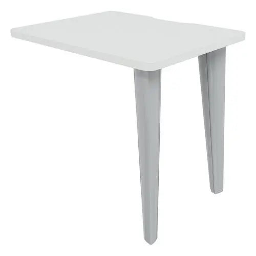 Retour de bureau 80 x 60 cm plateau blanc sur 2 pieds aluminium RAL 9006
