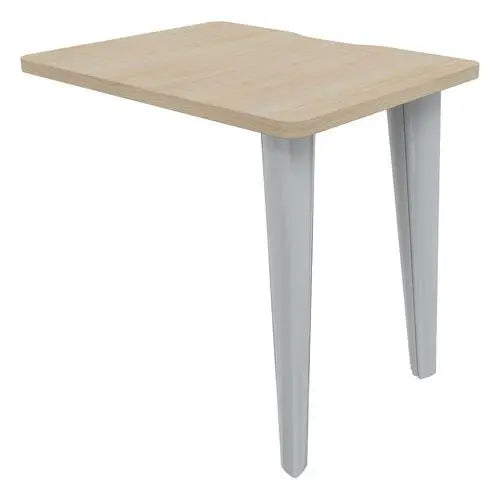 Retour latéral 80 x 60 cm pour poste en L, décor chêne et pieds aluminium RAL 9006