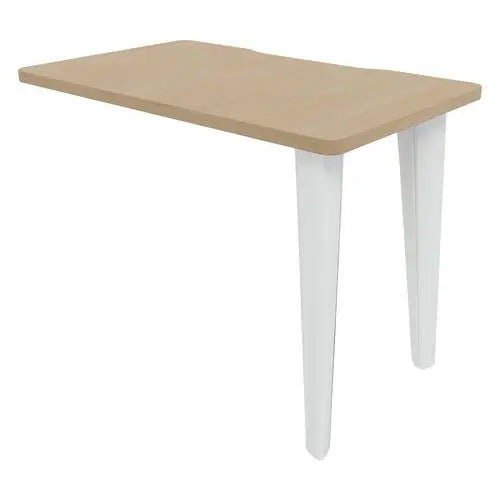 Retour pour bureau droit 100 x 60 cm finition chêne, pieds métal blanc RAL 9010