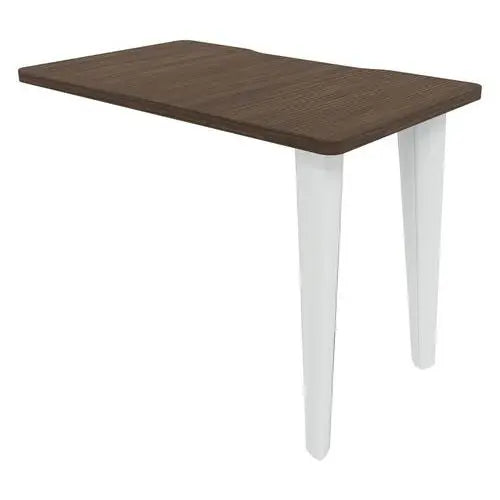 Retour de bureau 100 x 60 cm plateau noyer sur 2 pieds blanc RAL 9010