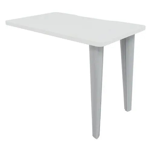 Plan de retour 100 x 60 cm au plateau échancré blanc, structure aluminium RAL 9006