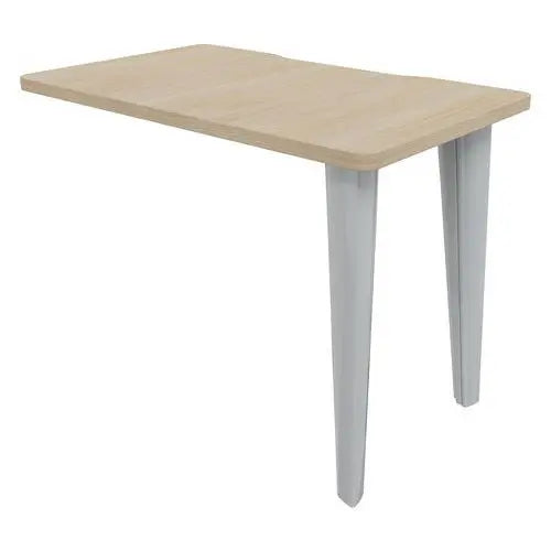 Retour de bureau 100 x 60 cm plateau chêne sur 2 pieds aluminium RAL 9006