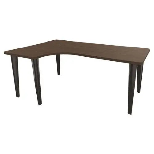 Bureau compact asymétrique retour à gauche 160 x 120 cm, plateau noyer, pieds anthracite RAL 7016