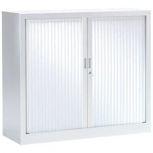 Vue de l'armoire basse à rideaux 100 x 100 cm coloris blanc neige RAL 9016