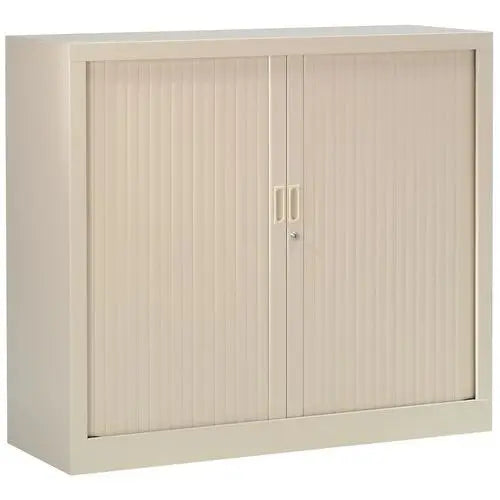 Petite armoire métallique de bureau, version beige RAL 1015, livrée montée