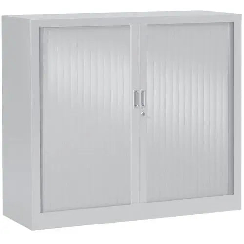 Armoire basse à rideaux 100 x 100 cm, gris clair RAL 7035