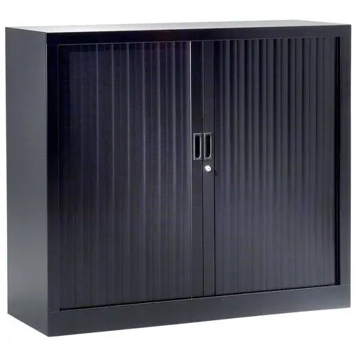Rangement de dossiers : armoire basse à rideaux 100 x 100 cm noir RAL 9005