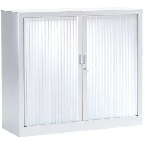 Vue de l'armoire basse à rideaux 100 x 120 cm coloris blanc neige RAL 9016