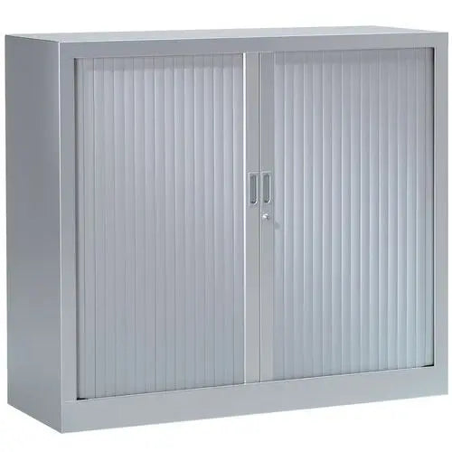 Armoire basse à rideaux 100 x 120 cm gris alu RAL 9006 pour bureau de mairie ou d'entreprise