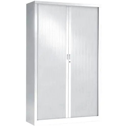 Vue de l'armoire à rideaux haute 198 x 120 cm coloris blanc RAL 9010