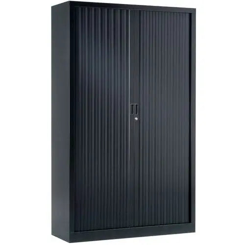 Rangement de dossiers : armoire à rideaux haute 198 x 120 cm noir RAL 9005