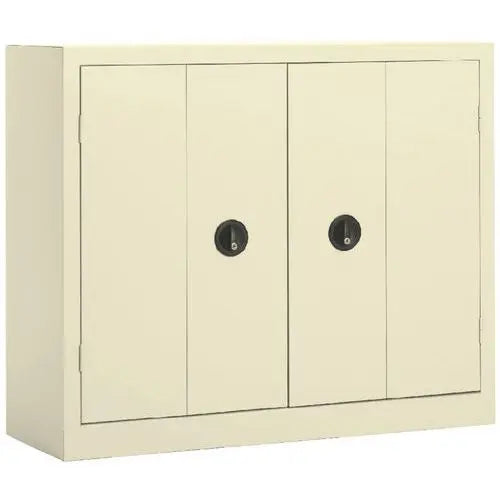 Armoire de bureau à portes pliantes en finition beige RAL 1015, hauteur 100 cm, 2 tablettes