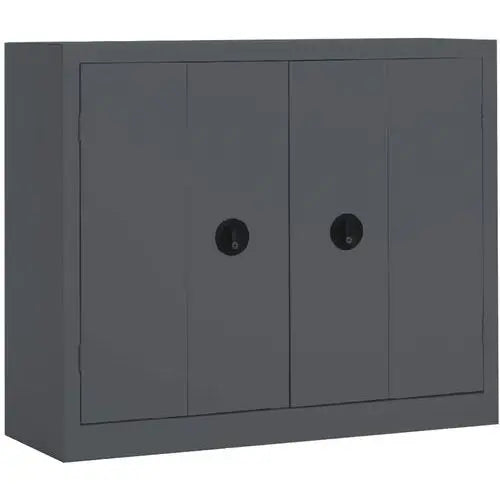 Armoire métallique à portes pliantes, anthracite RAL 7016, hauteur 100 cm, 2 tablettes