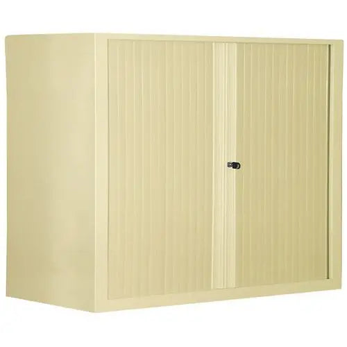 Rangement de dossiers : armoire à rideaux NF Environnement L 100 cm beige RAL 1015, hauteur 100 cm, 2 tablettes