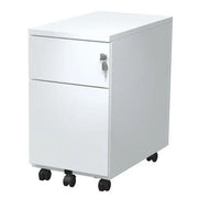 Caisson de bureau Slim 2 tiroirs gris clair RAL 7035 à roulettes, largeur 32 cm