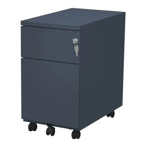 Caisson à roulettes Slim anthracite avec grand tiroir profond et tiroir plumier