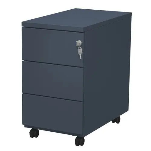 Caisson de bureau professionnel anthracite RAL 7016 à 3 tiroirs fermant à clé