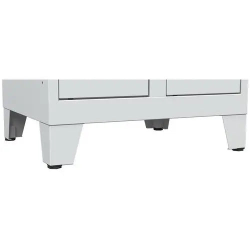 Jeu de 4 pieds réglables en acier gris RAL 7035 pour vestiaire métallique, hauteur 110 mm