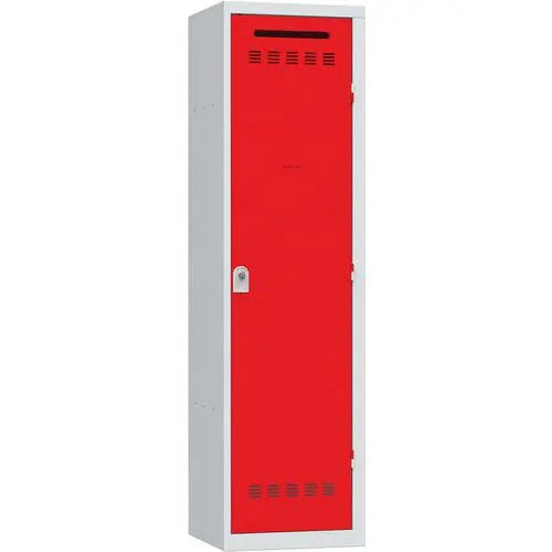Vestiaire pompier individuel L 500 mm, porte rouge, moraillon porte-cadenas