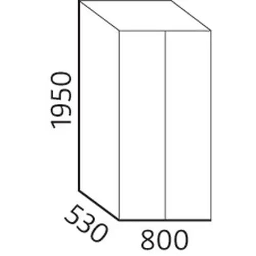 Intérieur d'une armoire métallique à 2 compartiments séparés par une cloison médiane