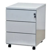 Caisson mobile métallique 3 tiroirs gris aluminium RAL 9006, caisson de bureau à roulettes