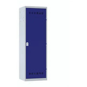 Vestiaire grande largeur 600 mm, corps gris et porte bleu réflexe, fermeture à clé