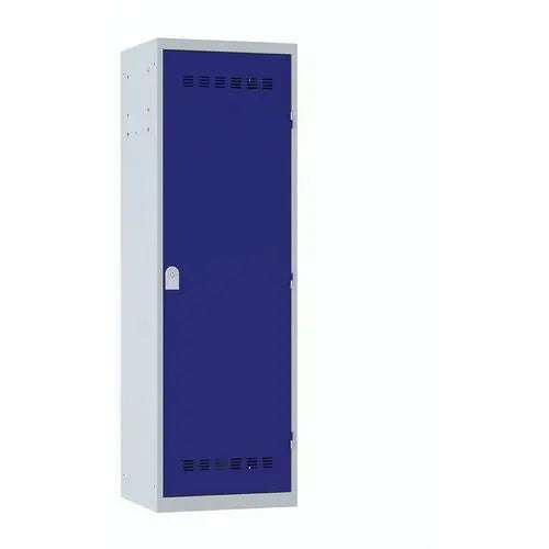Vestiaire grande largeur 600 mm, corps gris et porte bleu réflexe, fermeture à clé