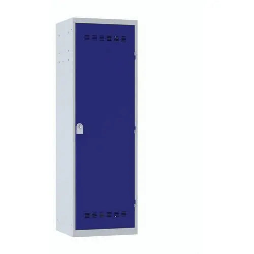 Vestiaire police municipale XL, corps gris et porte bleu réflexe, fermeture à cadenas