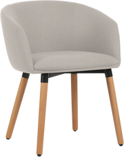 Fauteuil Arco pieds bois tissu beige lin