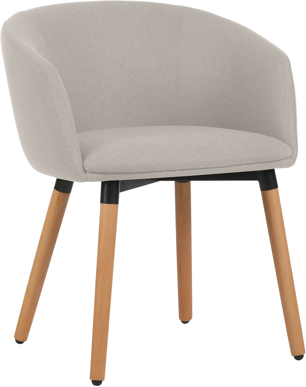 Fauteuil Arco pieds bois tissu beige lin