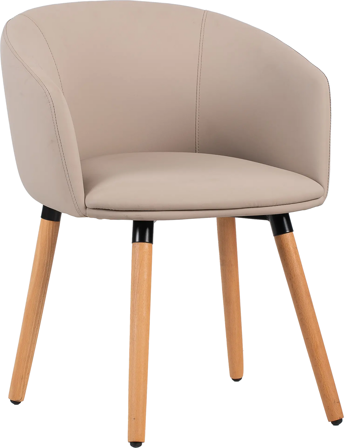 Fauteuil Arco pieds bois polyuréthane taupe