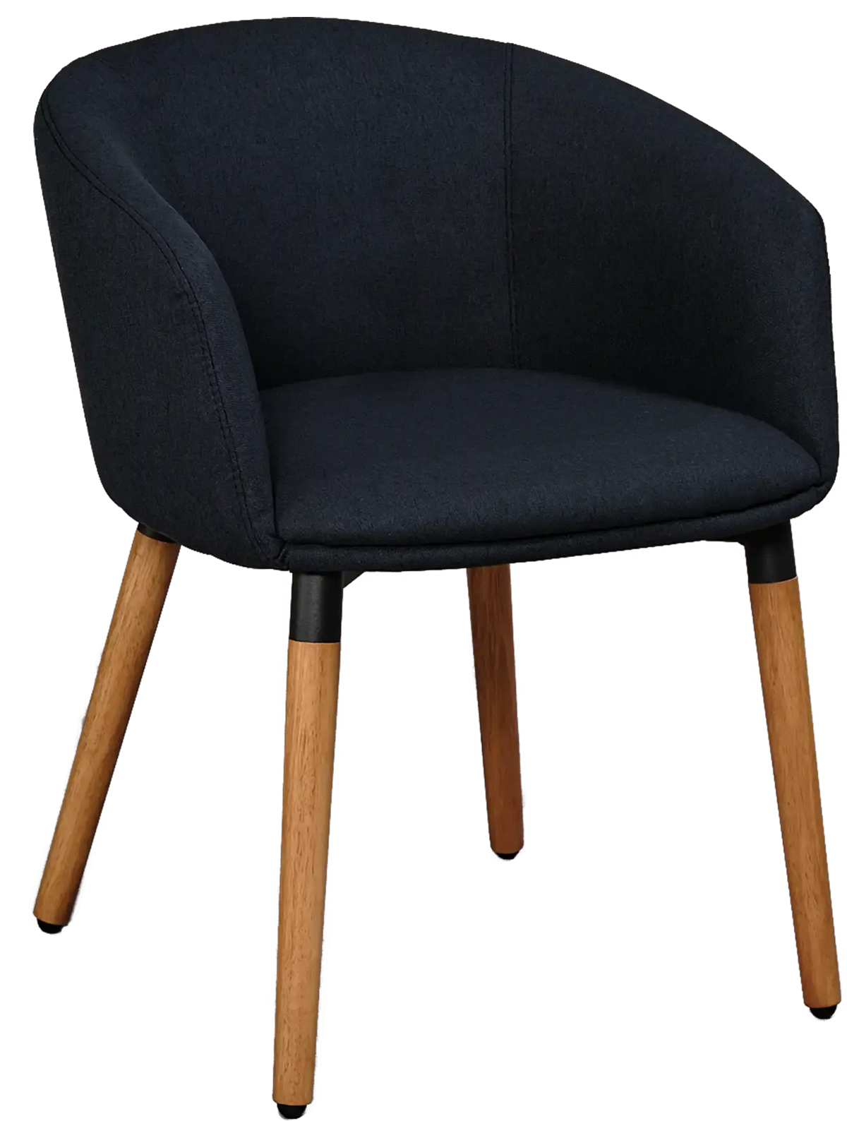 Fauteuil Arco pieds bois tissu bleu nuit